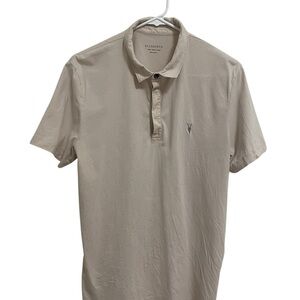 All Saints Men's Beige Short Sleeve Polo Shirt